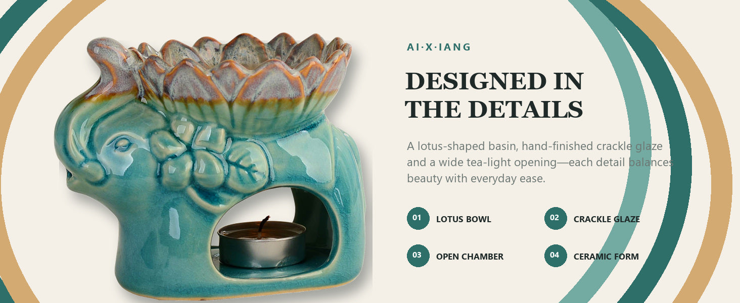 Oil Burner Wax Melt Warmer Ceramic Candle Diffuser Essential Oil Aromatherapy, Scented Wax Melts