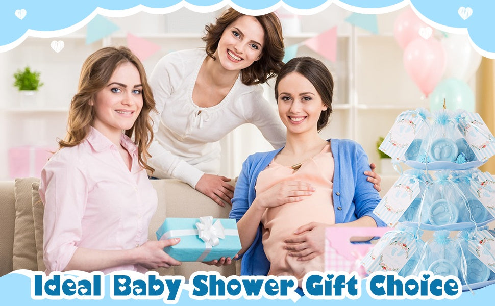 Blue footprint soap favor kit, 50 sets — size, packaging and celebration details 3
