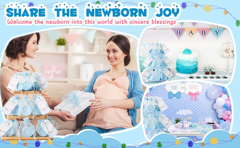 Blue footprint soap favor kit, 50 sets — size, packaging and celebration details 4