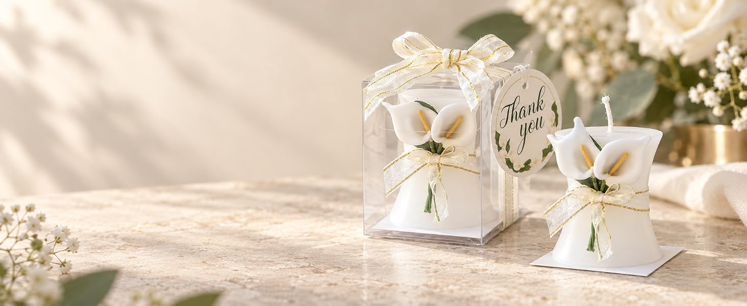 Wedding Favors Bridal Shower Favors Candles Calla Lily Style Candle Favors Gift Boxed
