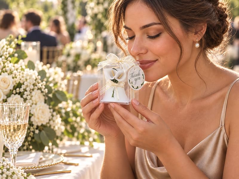 Wedding Favors Bridal Shower Favors Candles Calla Lily Style Candle Favors Gift Boxed
