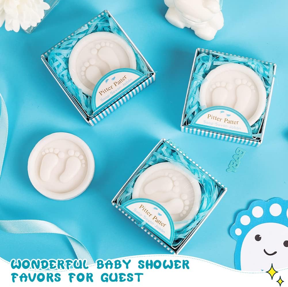 AIXIANG Blue Gift-Boxed Baby Footprint Soap Favors – 24 Pack – packaging and celebration ideas 6