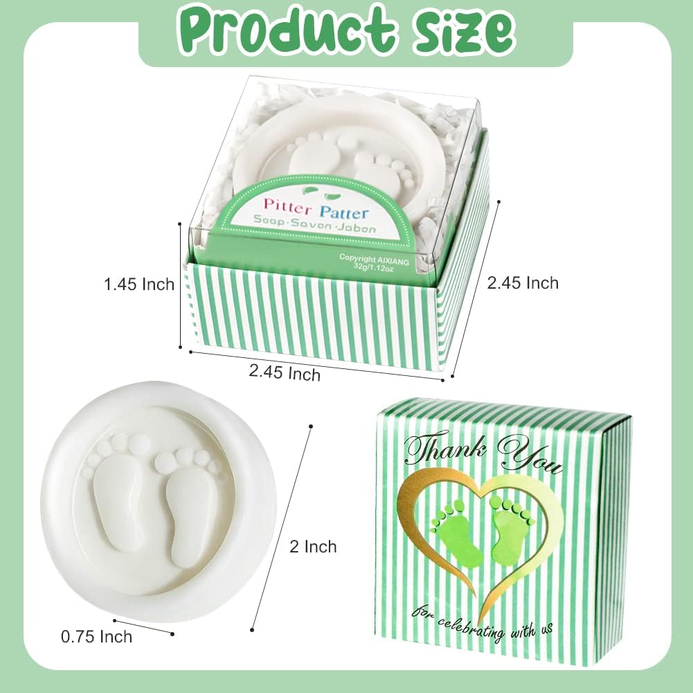 AIXIANG Baby Footprint Soap Favors – 24 Pack – soap and gift box dimensions