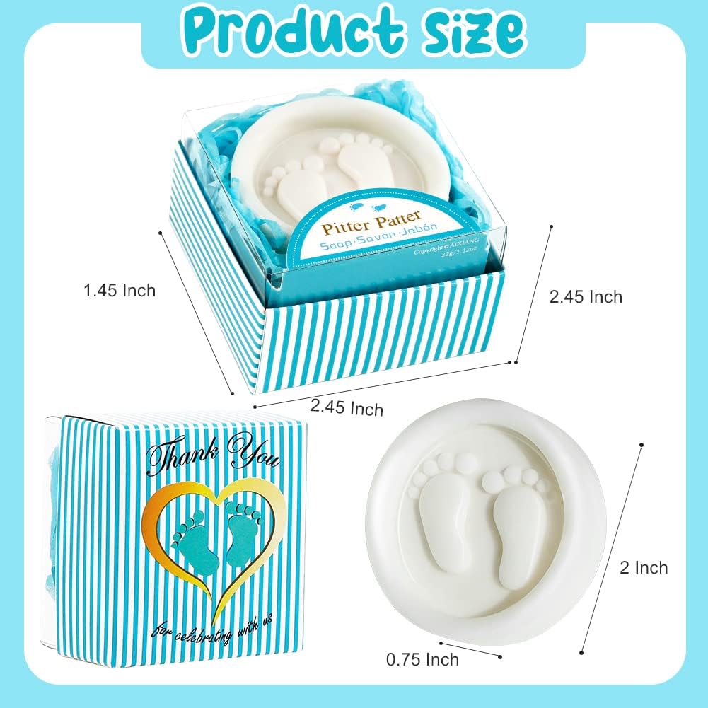 AIXIANG Blue Gift-Boxed Baby Footprint Soap Favors – 24 Pack – packaging and celebration ideas 3