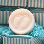 AIXIANG Blue Gift-Boxed Baby Footprint Soap Favors – 24 Pack – packaging and celebration ideas 2