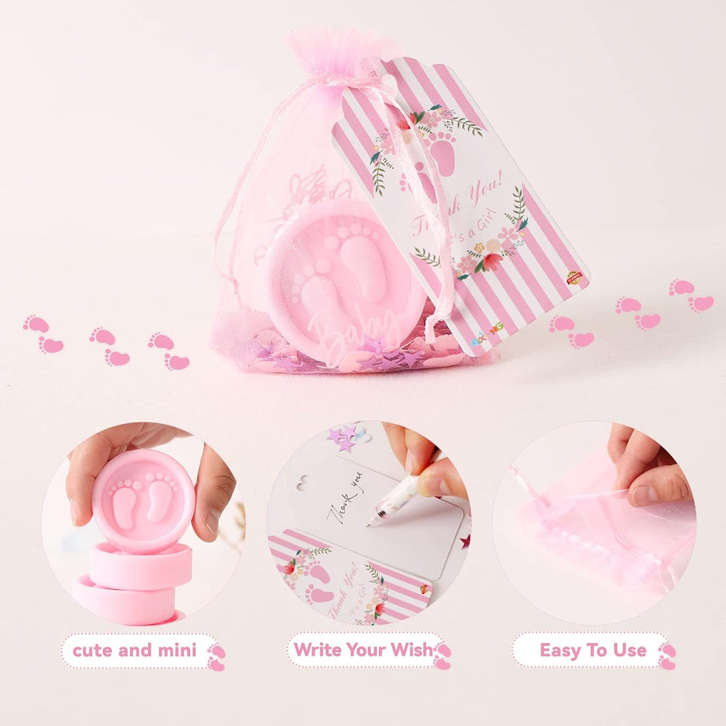 AIXIANG Pink Baby Footprint Soap Favor Kit – 50 Sets – packaging and celebration ideas 3