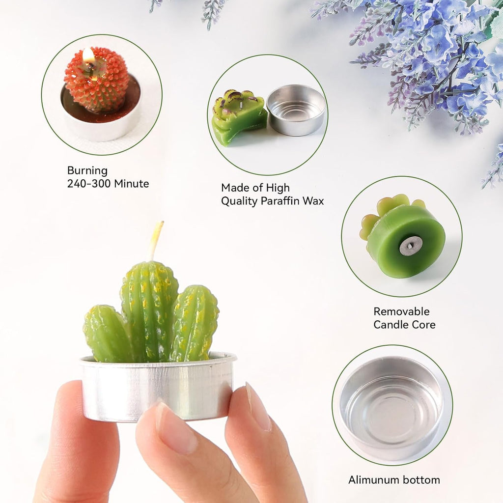 AIXIANG Cactus & Succulent Tealight Candles – 12 Pack — detail 6