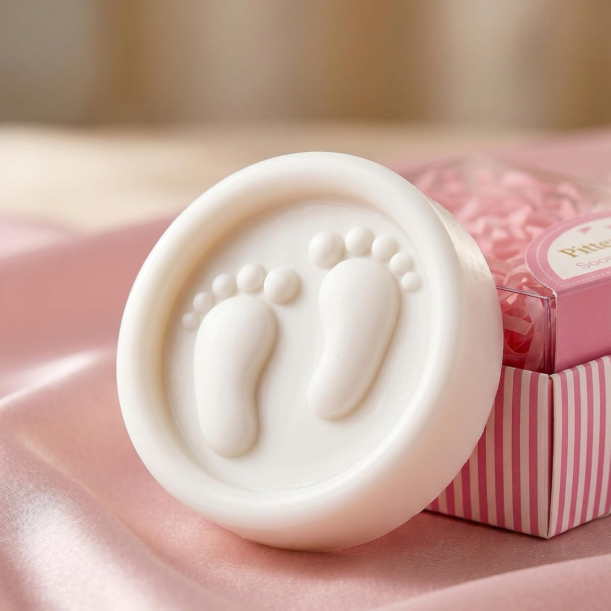 AIXIANG Pink Gift-Boxed Baby Footprint Soap Favors – 24 Pack – product detail