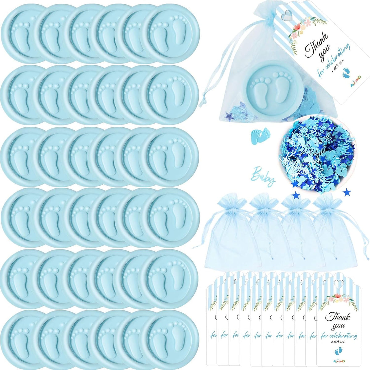 AIXIANG Blue Baby Footprint Soap Favor Kit – 50 Sets – product detail