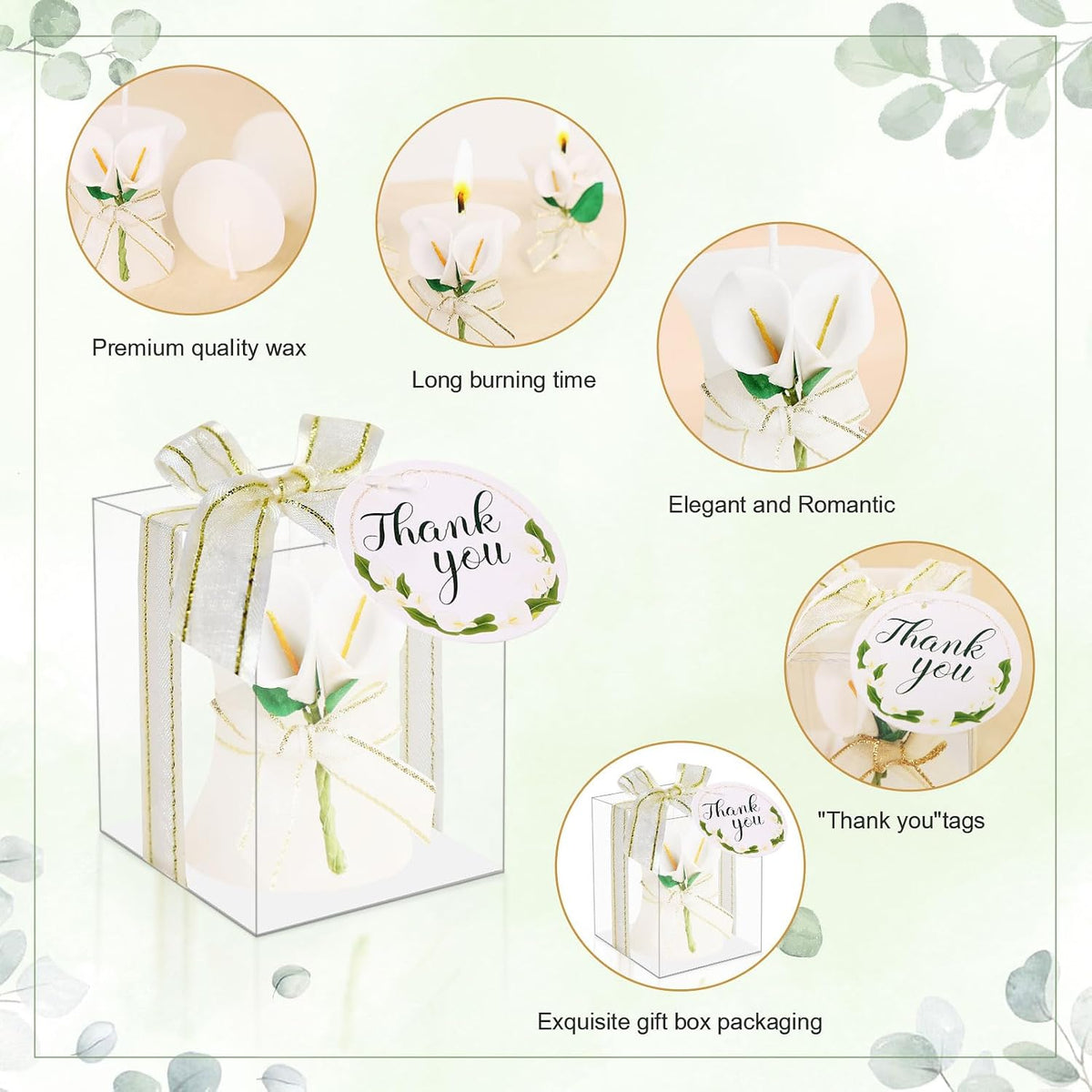 AIXIANG Calla Lily Candle Wedding Favors – 24 Pack — detail 4