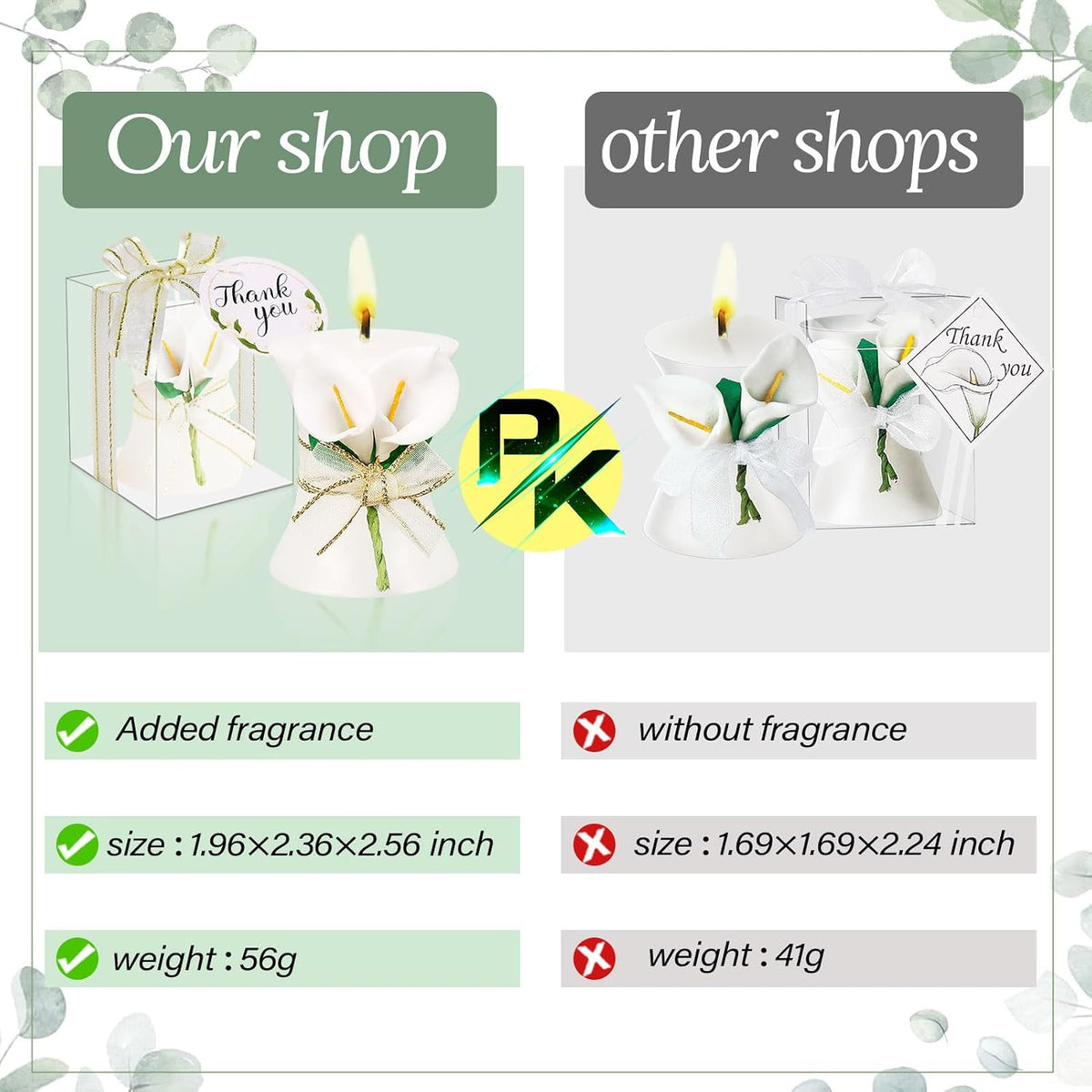AIXIANG Calla Lily Candle Wedding Favors – 24 Pack — detail 2