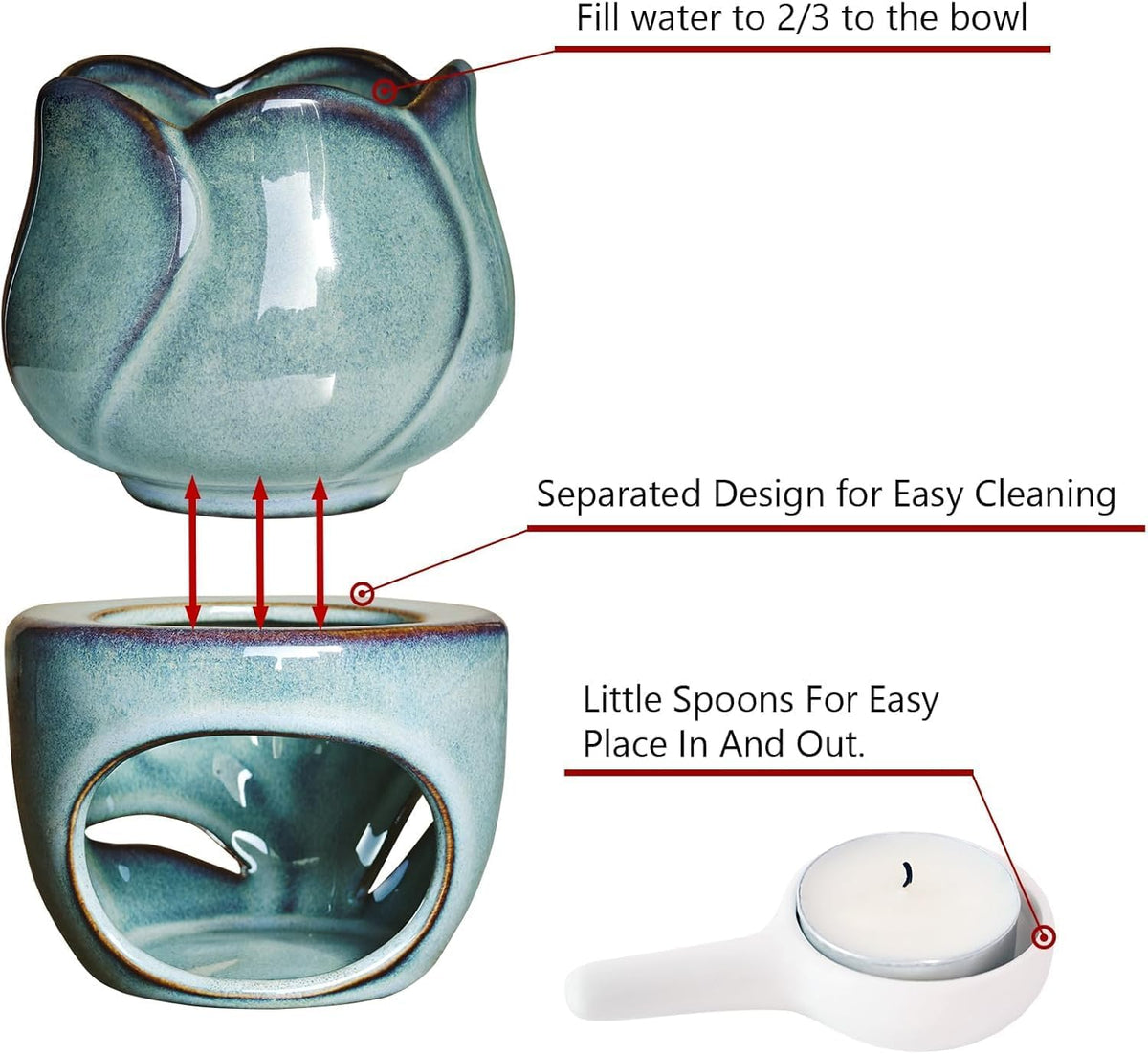 AIXIANG Lotus Ceramic Oil Burner & Wax Warmer — detail 2
