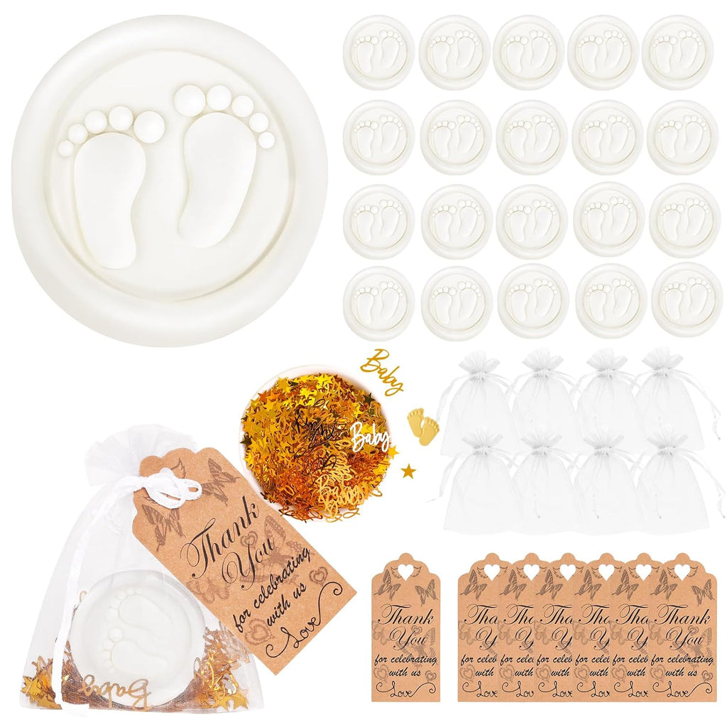 AIXIANG White Baby Footprint Soap Favor Kit – 50 Sets – product detail