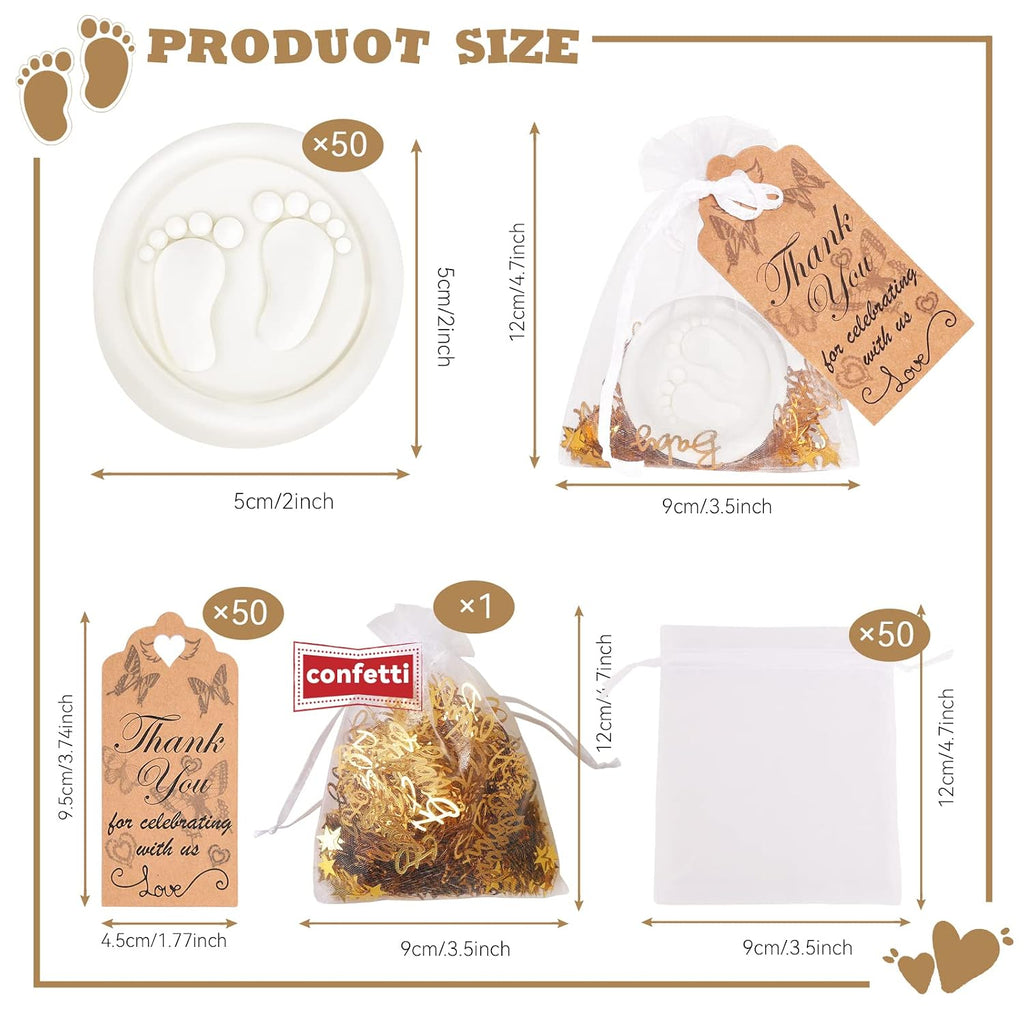 AIXIANG White Baby Footprint Soap Favor Kit – 50 Sets – packaging and celebration ideas 2