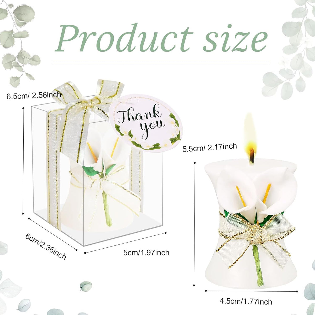 AIXIANG Calla Lily Candle Wedding Favors – 24 Pack — detail 3