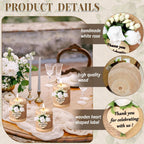 AIXIANG White Rose Wood Tealight Holder Favors – 12 Pack — detail 3