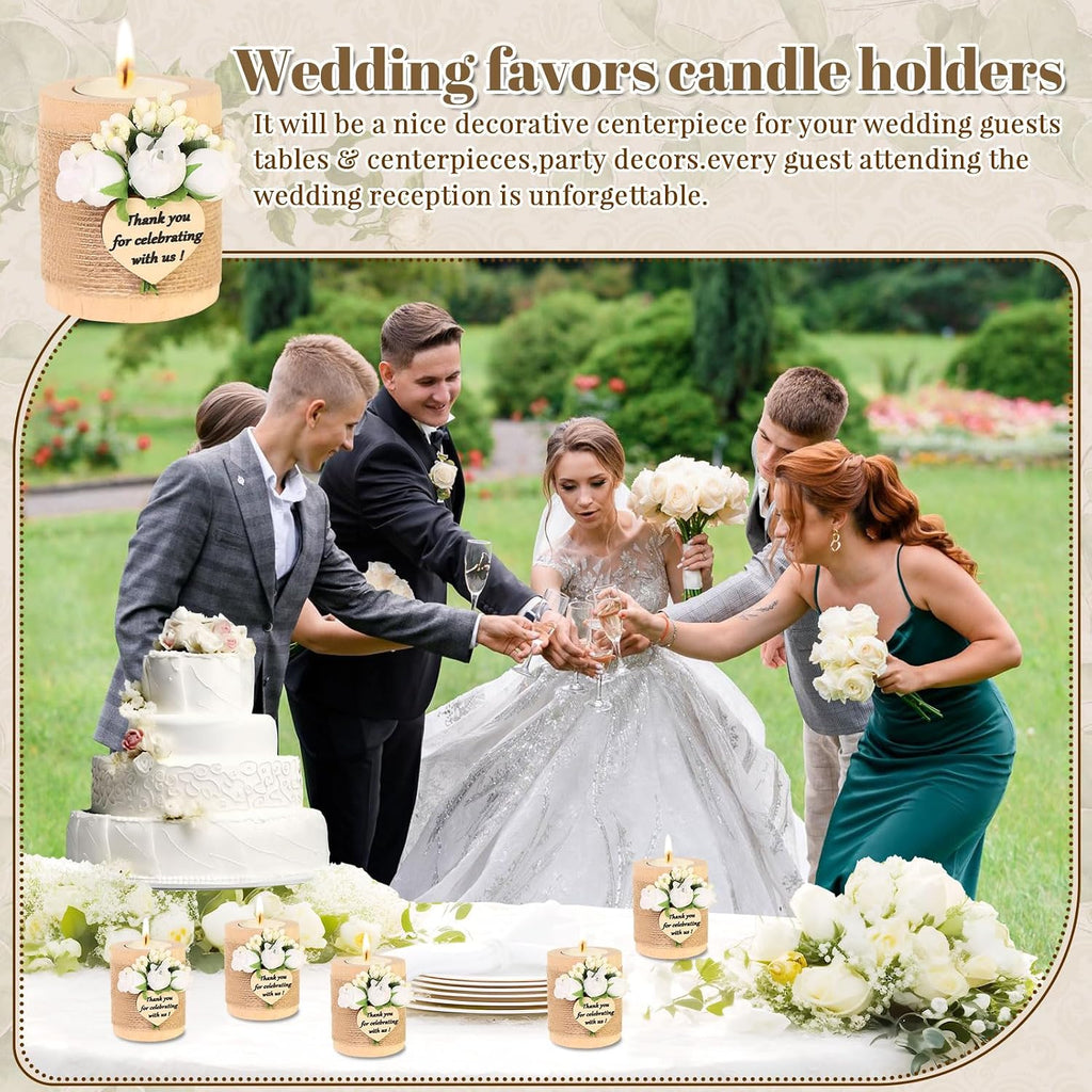 AIXIANG White Rose Wood Tealight Holder Favors – 12 Pack — detail 4