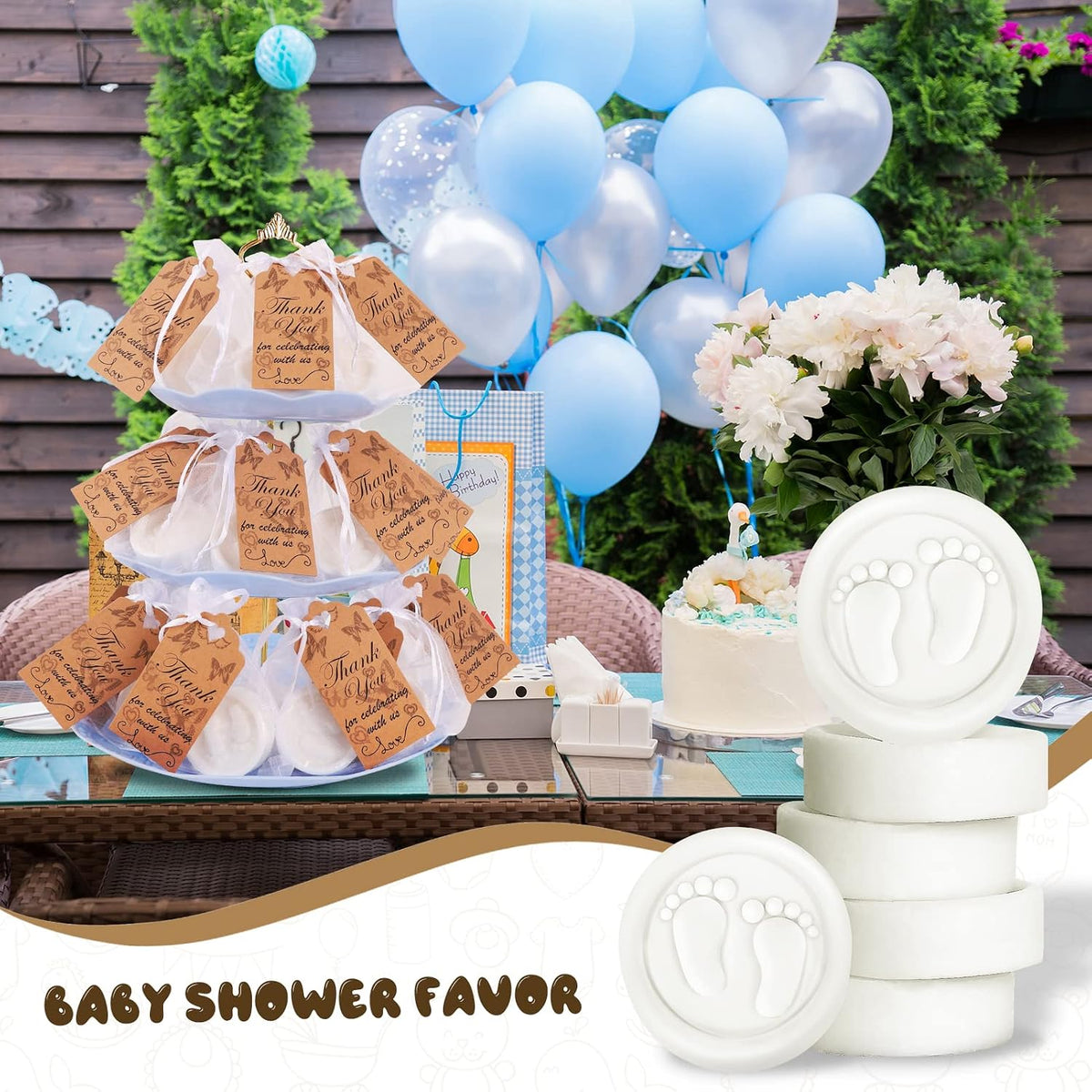 AIXIANG White Baby Footprint Soap Favor Kit – 50 Sets – packaging and celebration ideas 4