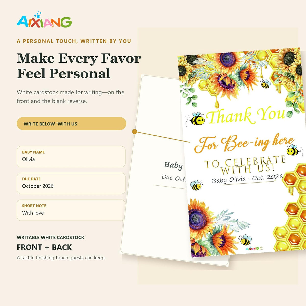 AIXIANG Three-Bee Honeycomb Soap Favors – 50 Pack