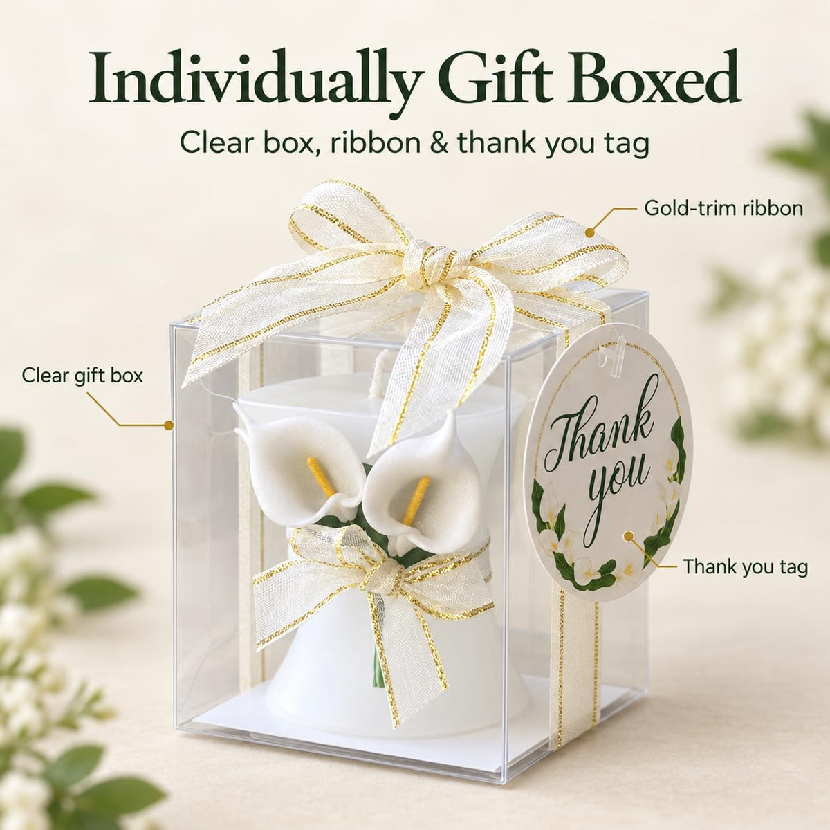 AIXIANG Calla Lily Candle Wedding Favors – 24 Pack