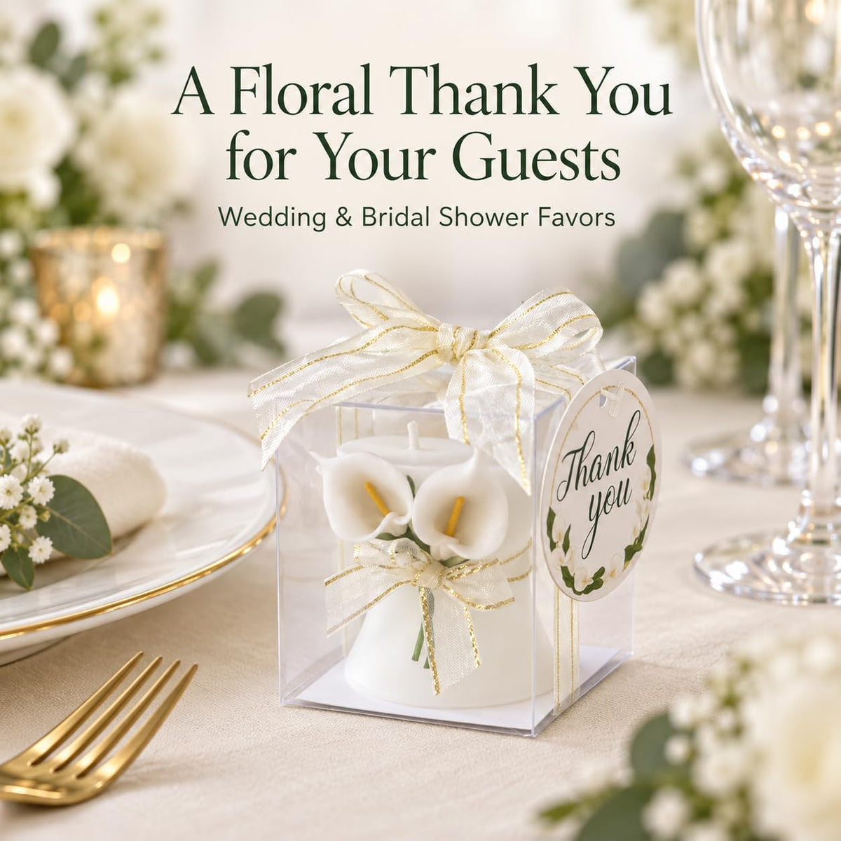 AIXIANG Calla Lily Candle Wedding Favors – 24 Pack