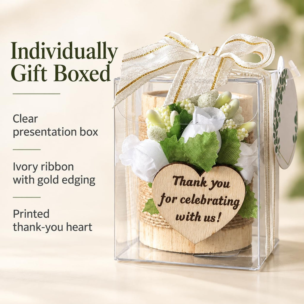 AIXIANG White Rose Wood Tealight Holder Favors – 12 Pack