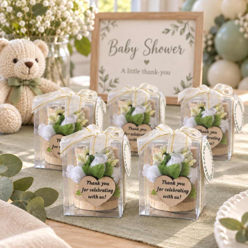 AIXIANG White Rose Wood Tealight Holder Favors – 12 Pack